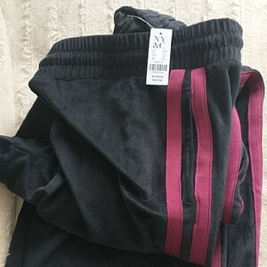 New York & Company Kids Black Joggers with Pink Stripes